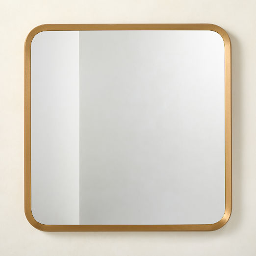 Isari Brass Rough Cast Aluminum Square Wall Mirror 36"x36"