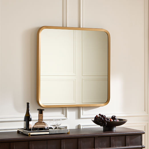 Isari Brass Rough Cast Aluminum Square Wall Mirror 36"x36"