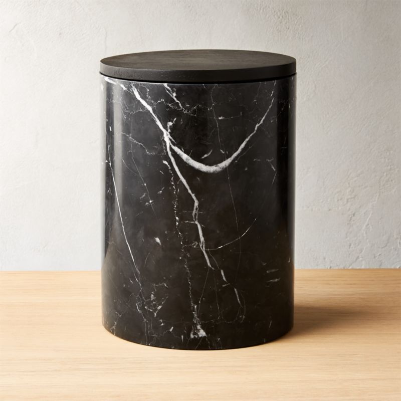 Modern Kitchen Canisters CB2   Ishi Black Marble Medium Canister 