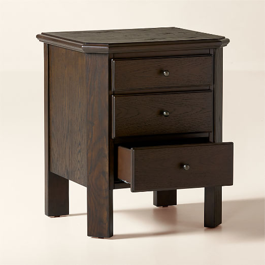 Isla 3-Drawer Dark Wood Nightstand