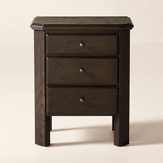 Isla 20" Dark Wood 3-Drawer Nightstand