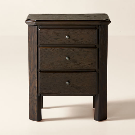 Isla 20" Dark Wood 3-Drawer Nightstand Set of 2