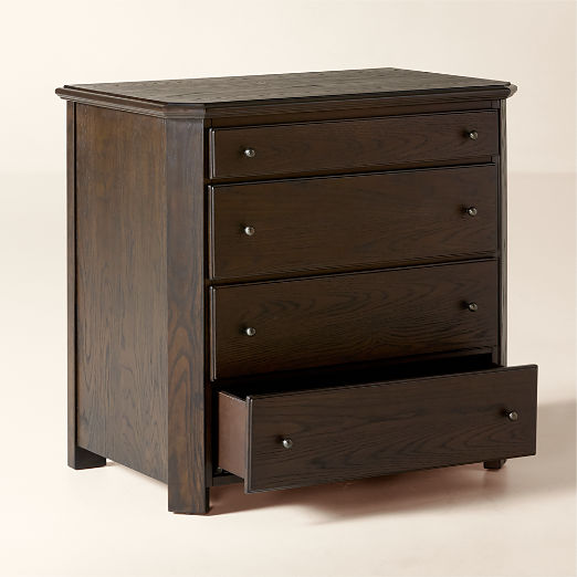 Isla 4-Drawer Tall Dark Wood Dresser