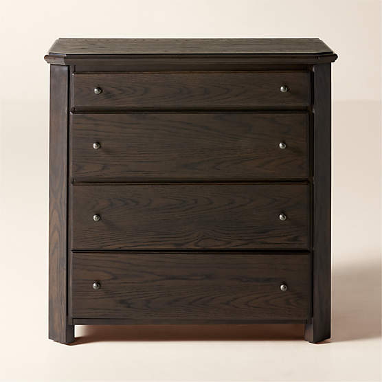 Isla 4-Drawer Tall Dark Wood Dresser