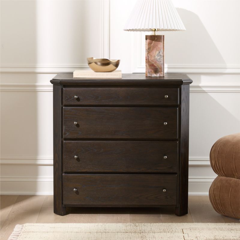 Isla 33" Dark Wood 4-Drawer Bedside Dresser