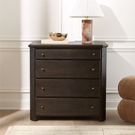 Isla 33" Dark Wood 4-Drawer Bedside Dresser