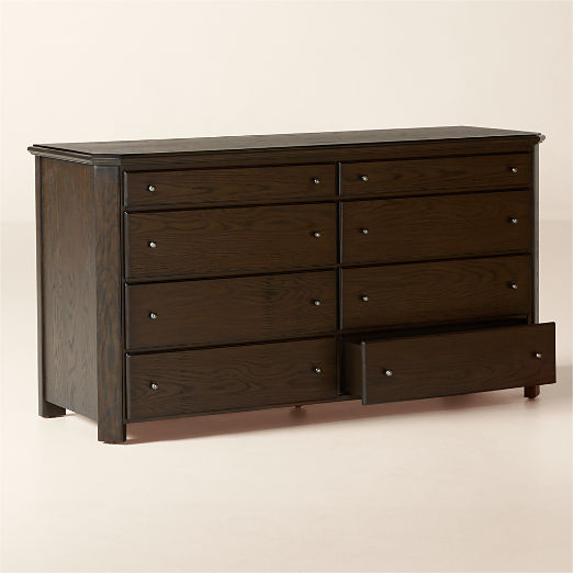 Isla 8-Drawer Wide Dark Wood Dresser