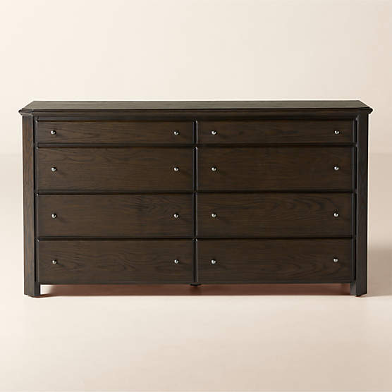 Isla 8-Drawer Wide Dark Wood Dresser