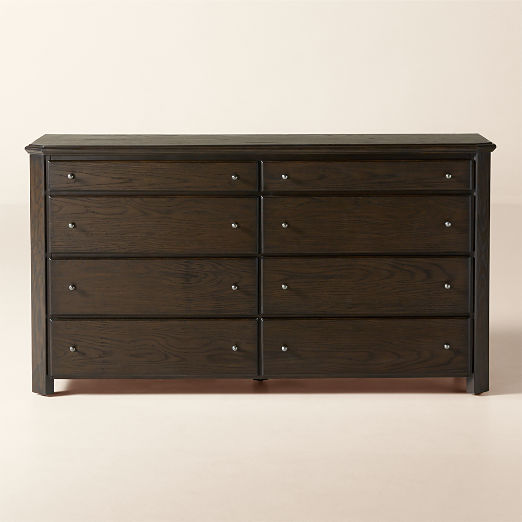 Isla 8-Drawer Wide Dark Wood Dresser