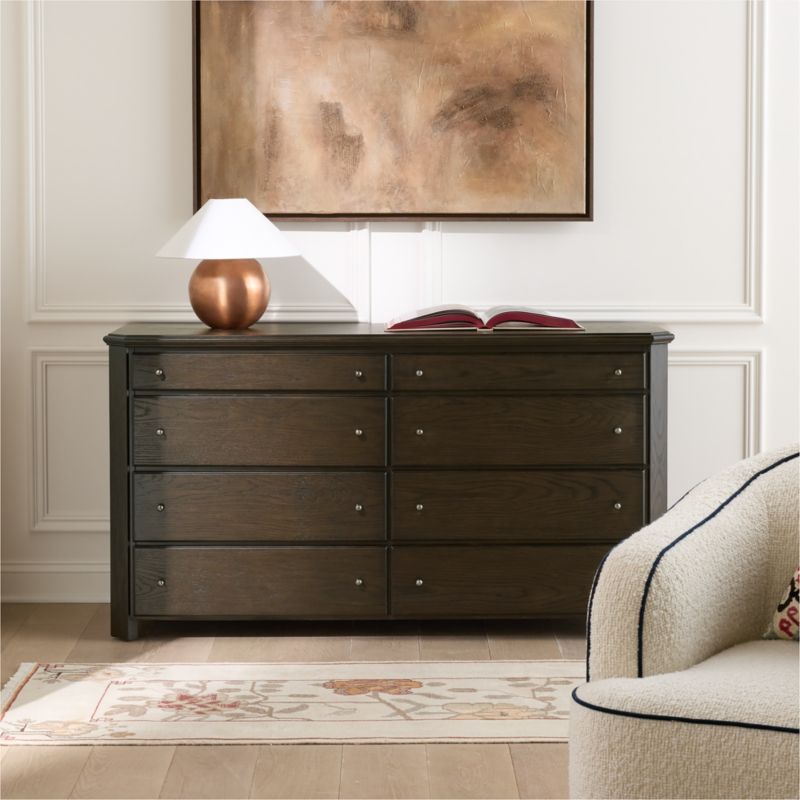 Isla 60" Dark Wood 8-Drawer Dresser