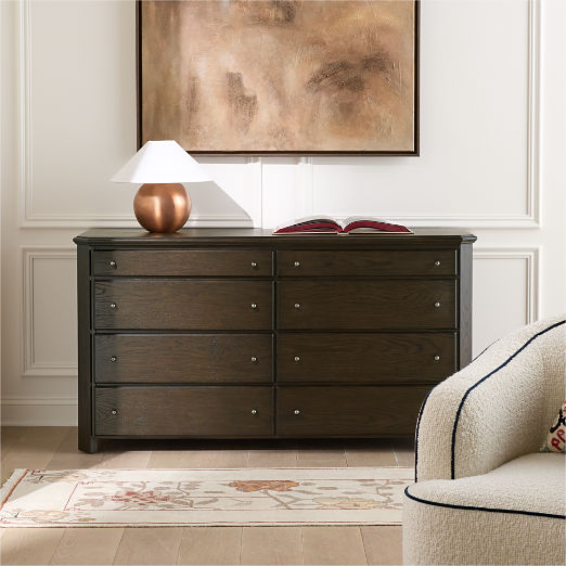 Isla 60" Dark Wood 8-Drawer Dresser