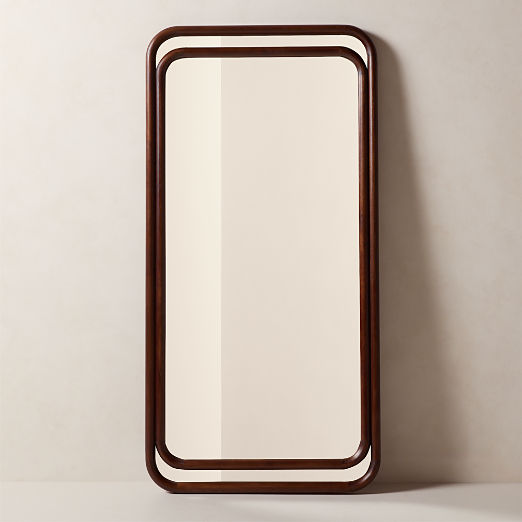 Ismo Brown Wood Rectangular Full-Length Floor Mirror 36"x72"