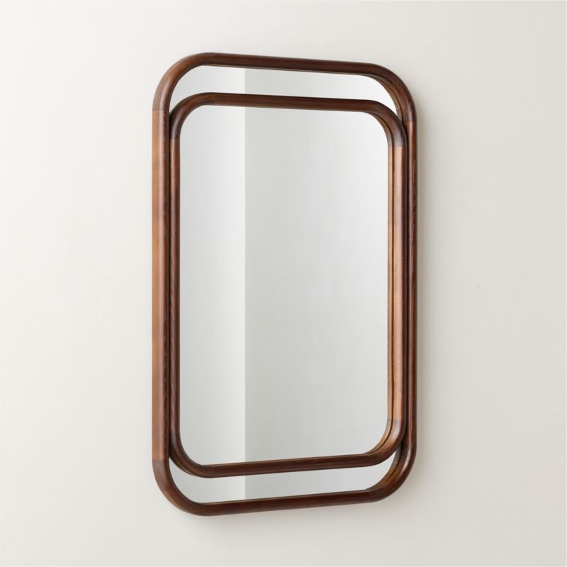 Ismo Brown Wood Rectangular Wall Mirror 24"x36" - image 3 of 5