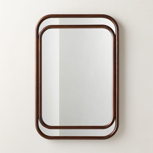 Ismo Brown Wood Rectangular Wall Mirror 24"x36"