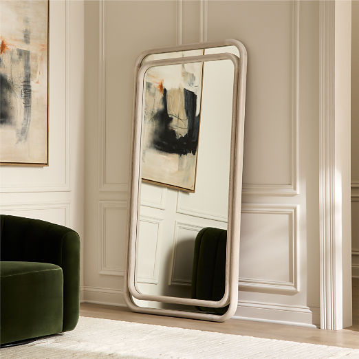 Ismo Natural Wood Rectangular Full-Length Floor Mirror 36"x72"