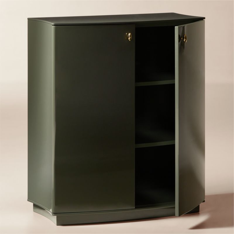 Isobel 32" Sage Lacquered Entryway Cabinet - image 2 of 6