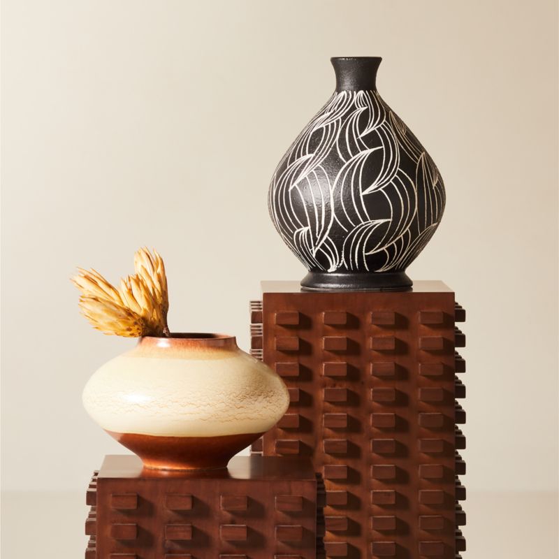 Osimo Round Warm Brown and White Ceramic Vase - image 8 of 12