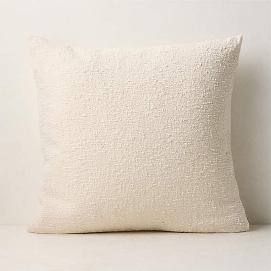 Ivory Boucle Throw Pillow with Down-Alternative Insert 20"x20"