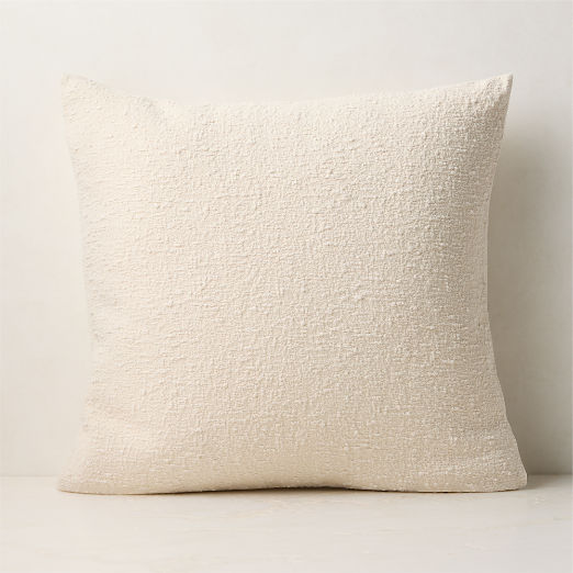 Ivory Boucle Throw Pillow with Down-Alternative Insert 20"x20"