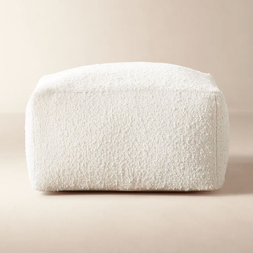 Ivory Boucle Pouf Large