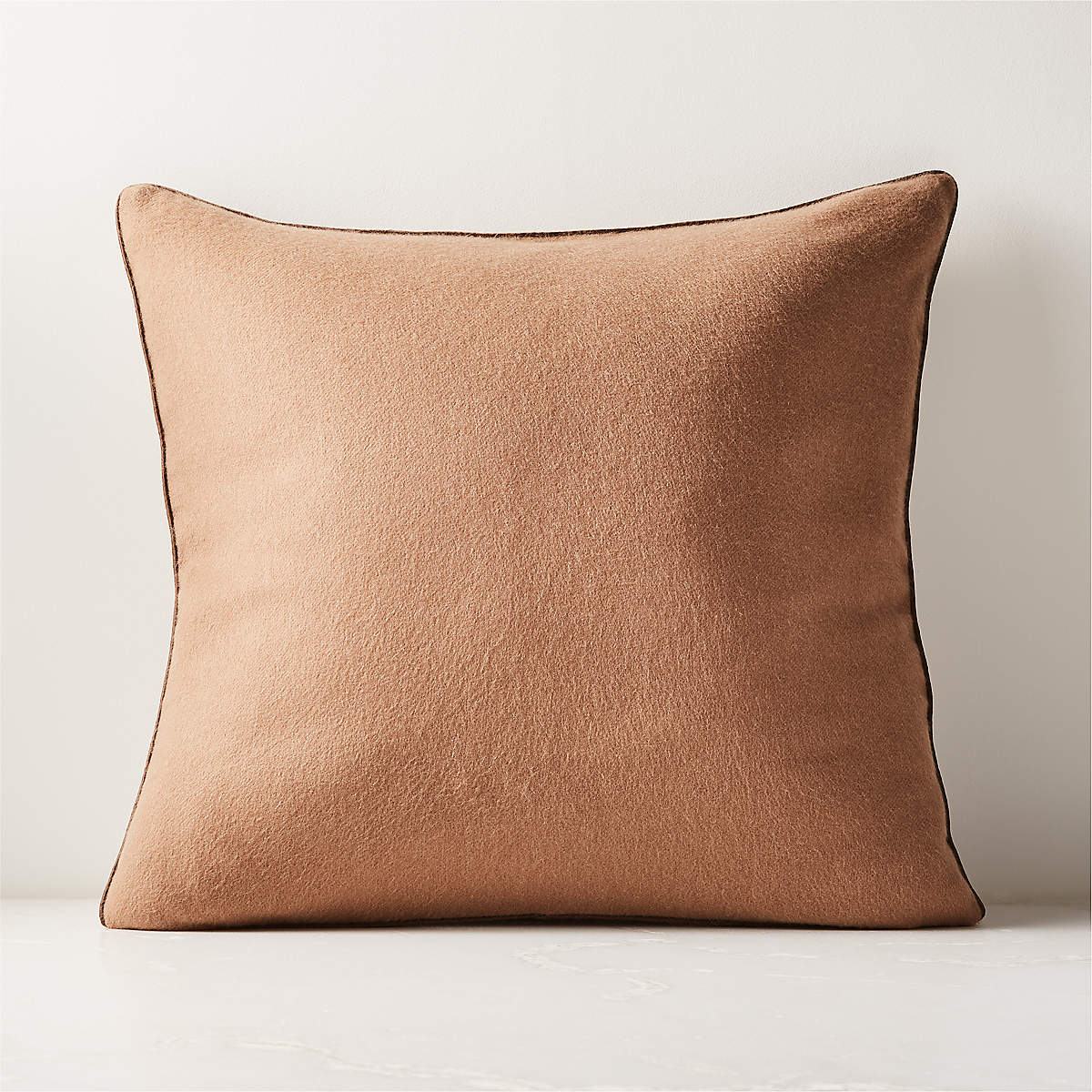 Ivy Camel Brown Cashmere Modern Throw Pillow with FeatherDown Insert