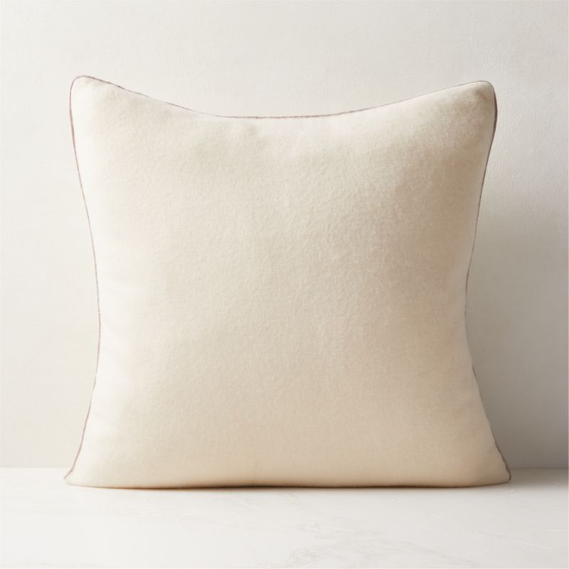 Ivy White Cashmere Modern Throw Pillow with Feather-Down Insert 20