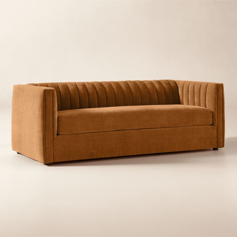 Ivy 84" Spice Brown Performance Chenille Tufted Sofa - image 2 of 8