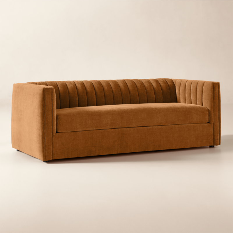 Ivy 84" Spice Brown Performance Chenille Tufted Sofa - image 3 of 9