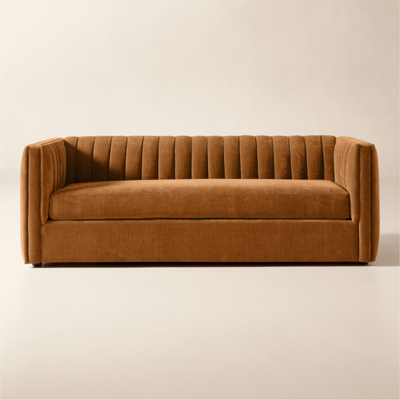 Ivy 84" Spice Brown Performance Chenille Tufted Sofa - image 0 of 9