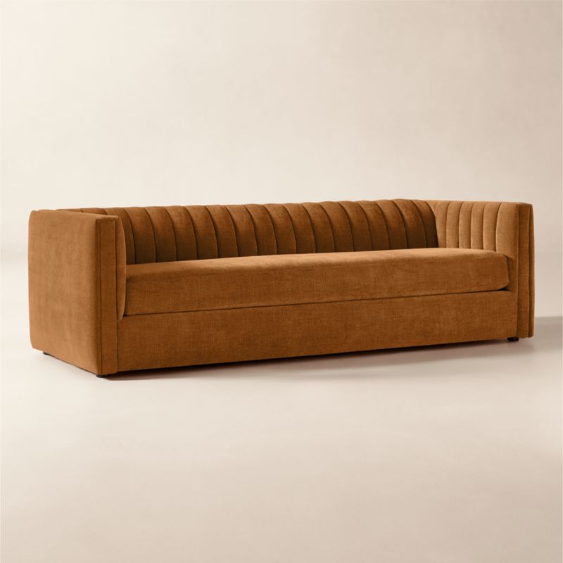 Ivy 94" Spice Brown Performance Chenille Tufted Sofa - image 1 of 7