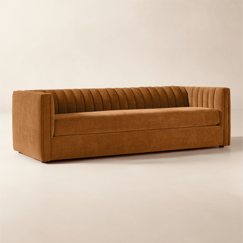 Ivy 94" Spice Brown Performance Chenille Tufted Sofa - image 2 of 8