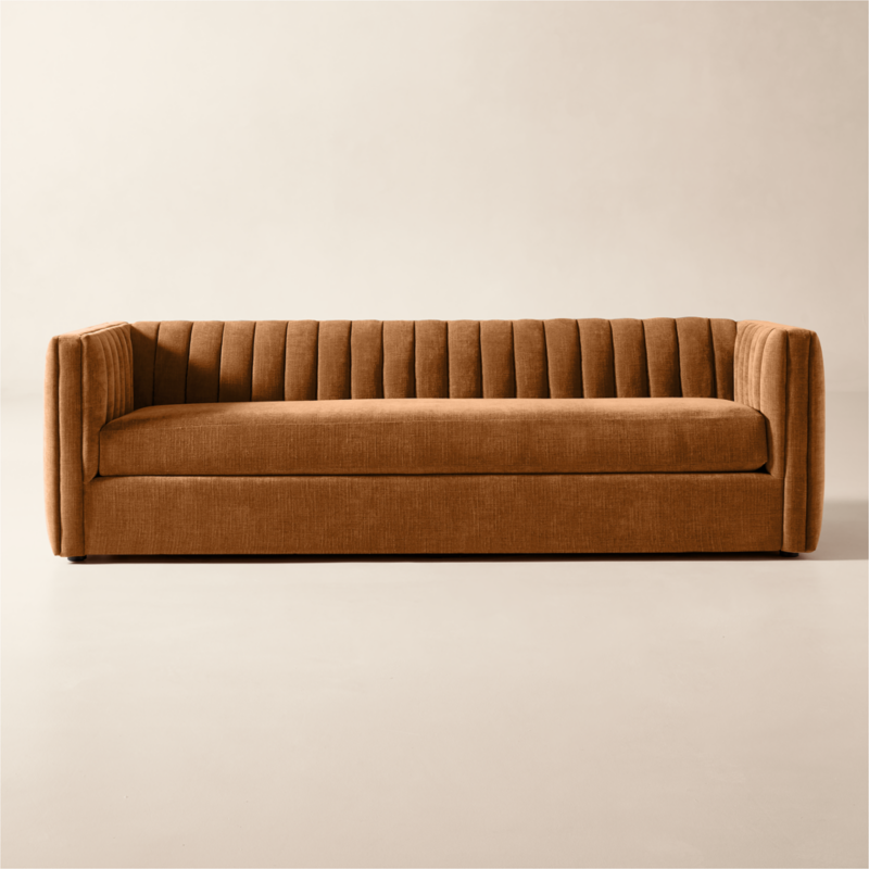 Ivy 94" Spice Brown Performance Chenille Tufted Sofa - image 0 of 8