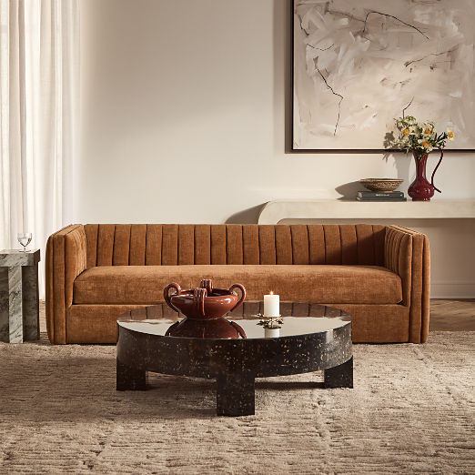 Ivy Spice Brown Performance Chenille Tufted Sofa (84"-94")
