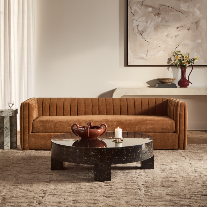 Ivy 94" Spice Brown Performance Chenille Tufted Sofa - image 1 of 8