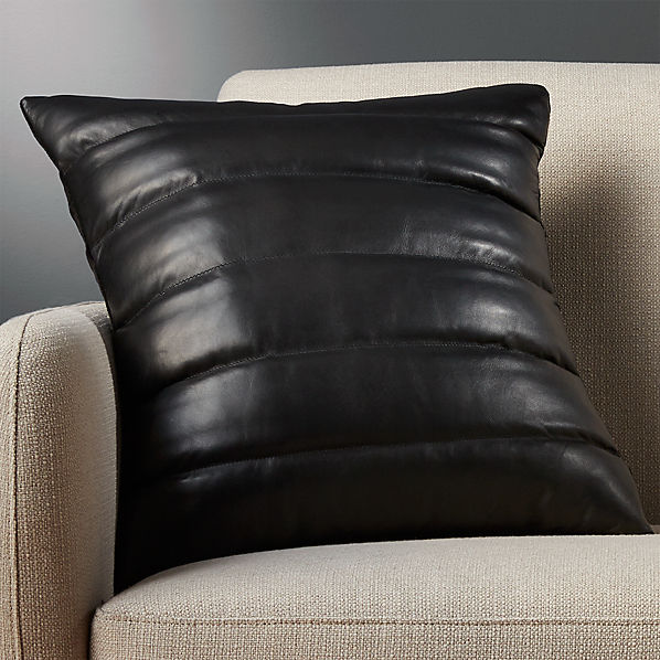 18 Black Leather Throw Pillow With Feather Down I Reviews Cb2
