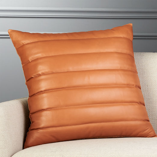 cognac leather pillow