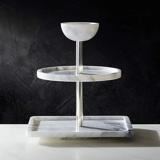 White Marble Tiered Serving Stand by Jennifer Fisher