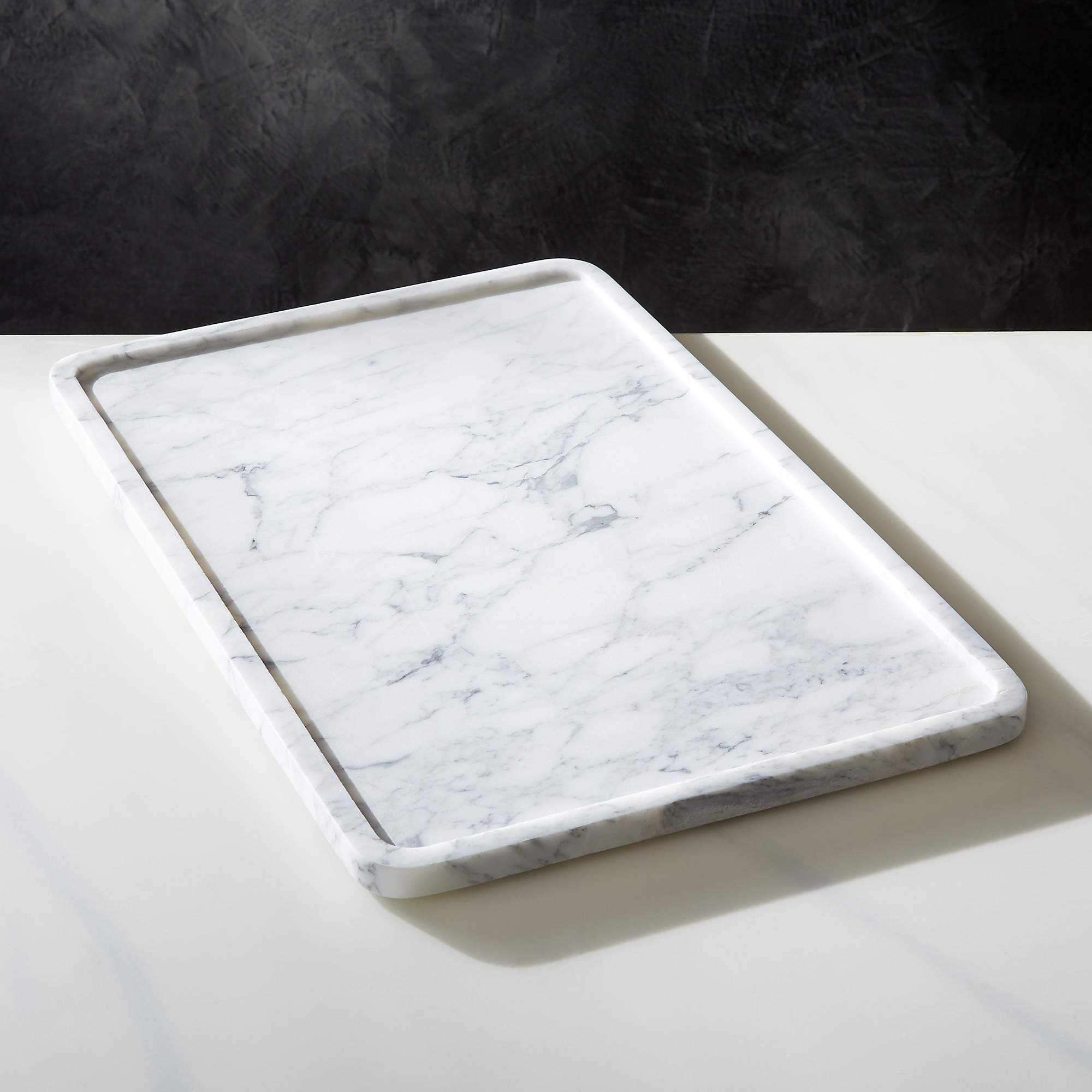 Modern Rectangular Marble Serving Tray + Reviews CB2 Canada