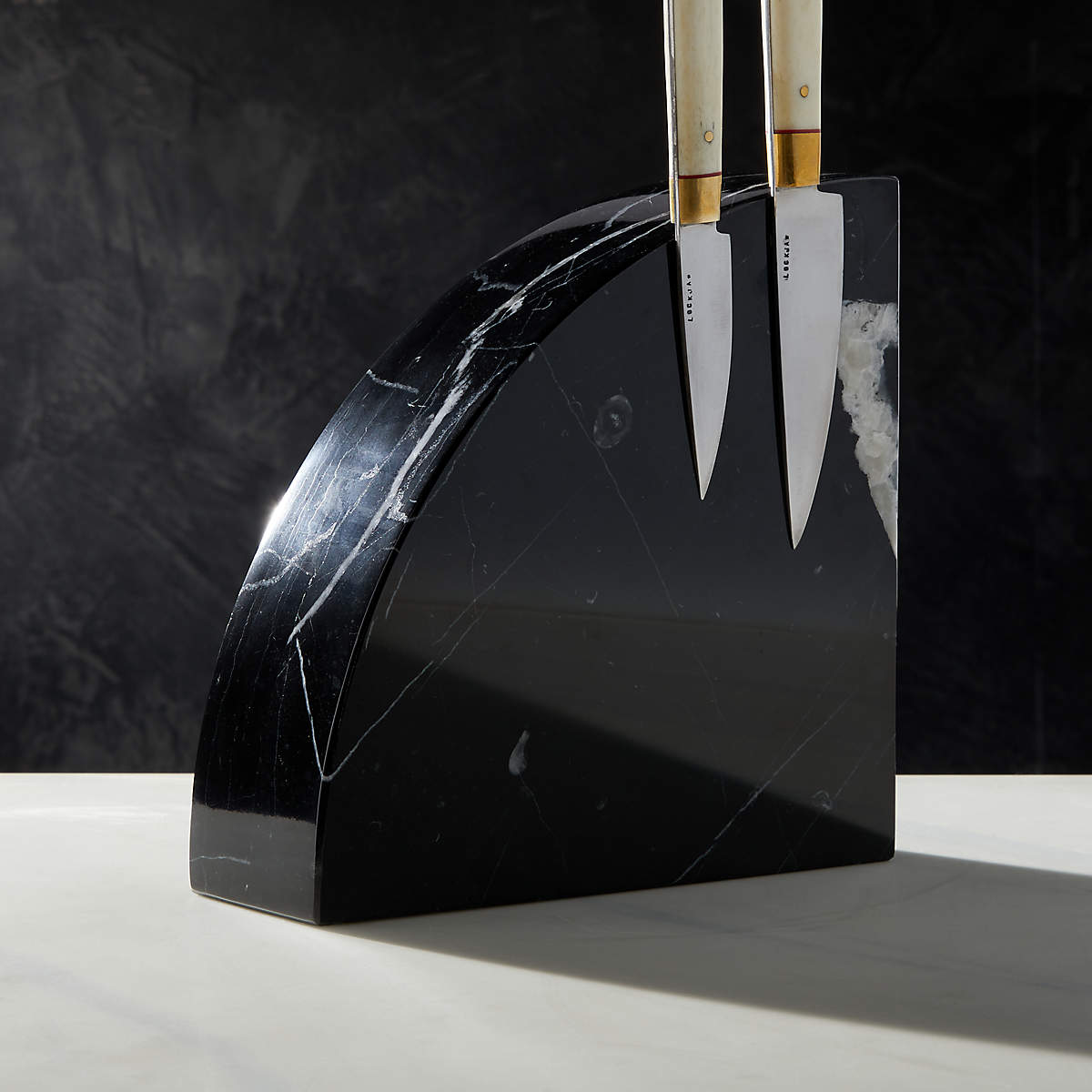 Sharp Black Marble Magnetic Knife Block- image 2 of 3 (Open Larger View)