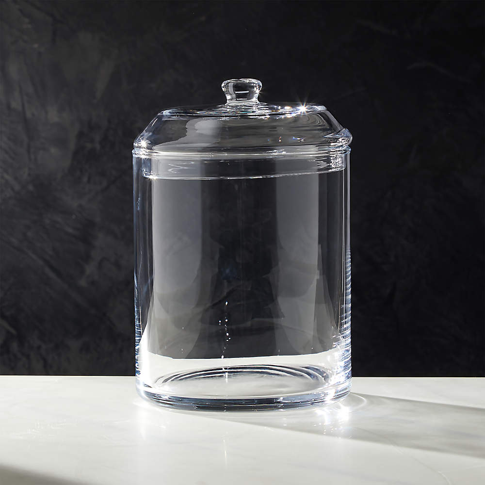Large Glass Storage Canister with Black Wood Top - Hudson Grace