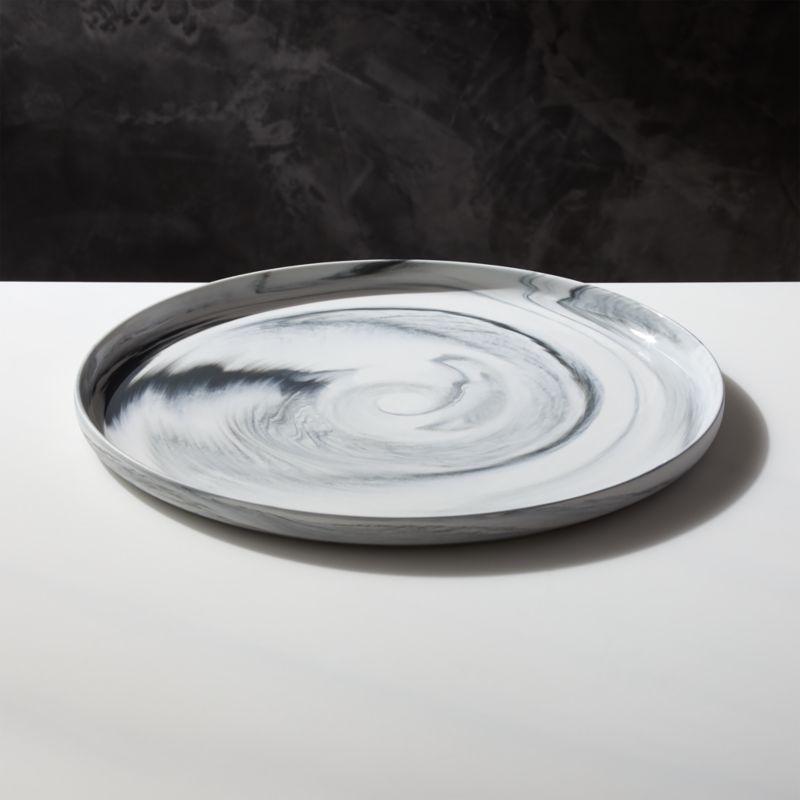 View Swirl Black and White Serving Platter by Jennifer Fisher details