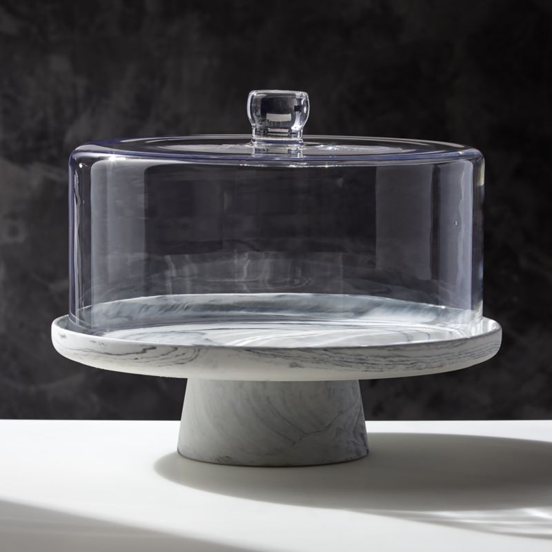 Viewing product image Swirl Black and White Cake Stand with Glass Lid by Jennifer Fisher - image 1 of 4