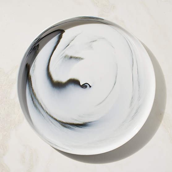 Swirl Black and White Dinner Plate by Jennifer Fisher