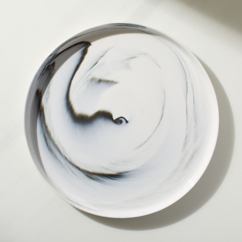 Viewing product image Swirl Black and White Dinner Plate by Jennifer Fisher - image 1 of 5