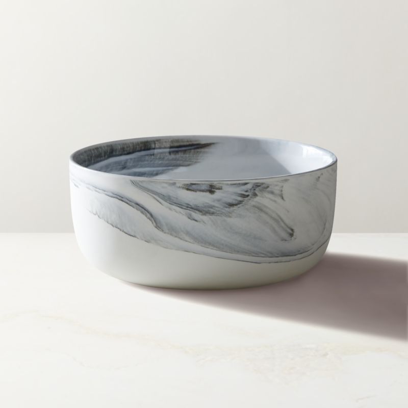 View Swirl Black and White Soup Bowl by Jennifer Fisher details