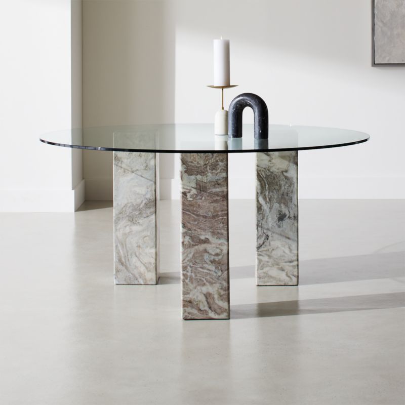 cb2 glass round table