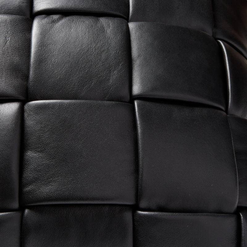 Jabas Black Woven Leather Throw Pillow with Down-Alternative Insert 23" - image 2 of 6