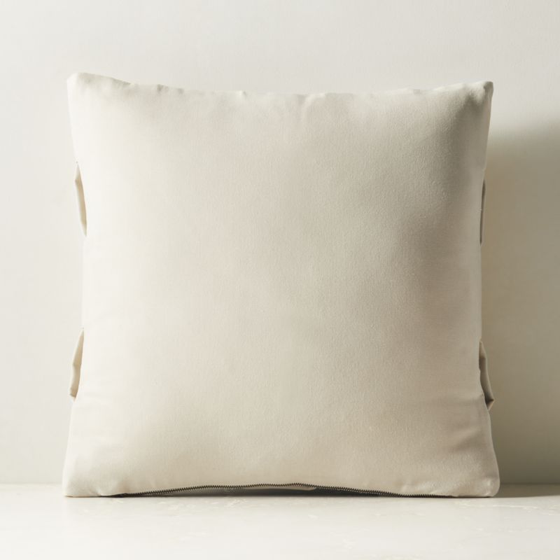 Jabas Warm White Woven Leather Throw Pillow with Down-Alternative Insert 20" - image 1 of 5