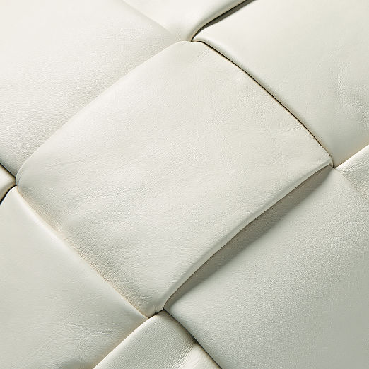 Jabas Warm White Woven Leather Throw Pillow 20"