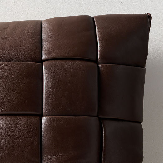 Jabas Brown Woven Leather Throw Pillow 23"x23"